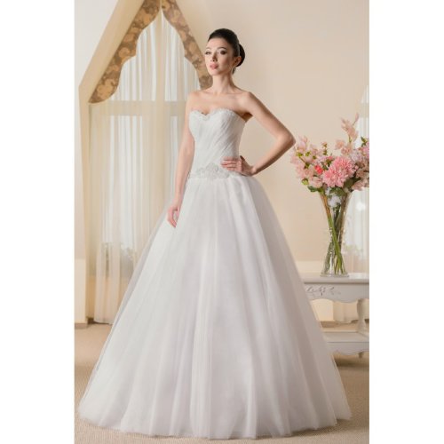 Свадебное платье Памела Y-104, размер 44 Свадебное платье белое и кремовое, в меру пышное, великолепная посадка по фигуре