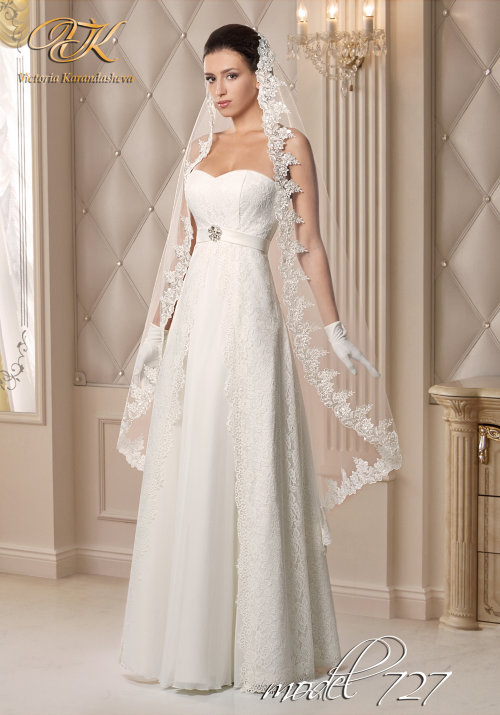 Свадебное платье мод.727 Элегантное белое свадебное платье с кружевом, прекрасная посадка по фигуре